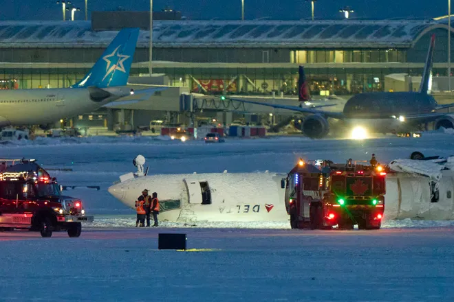 Delta Airlines Plane Flips Over on Runway in Toronto